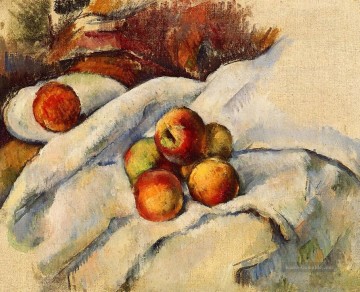 Äpfel auf einem Blatt Paul Cezanne Ölgemälde